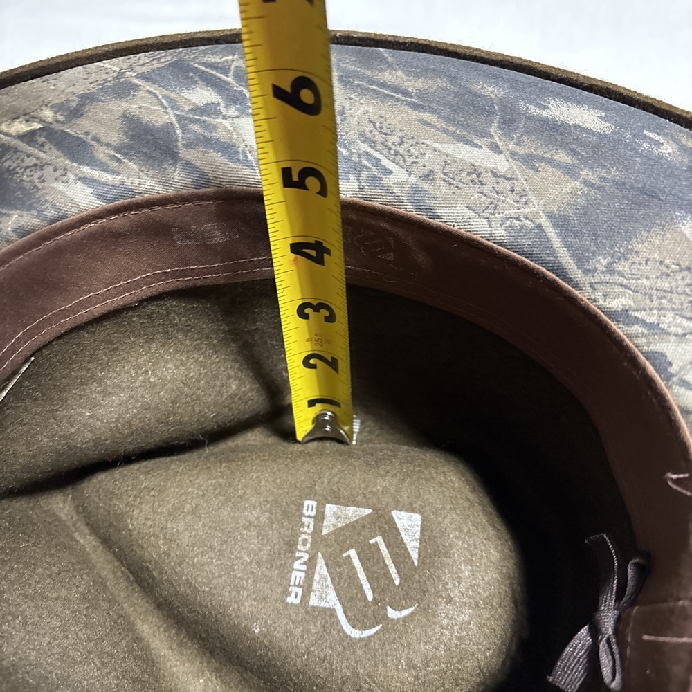 Broner Men's Hat Brown L Lite Felt 100% Wool Camo Accent Cowboy Water Repellent - Picture 13 of 16